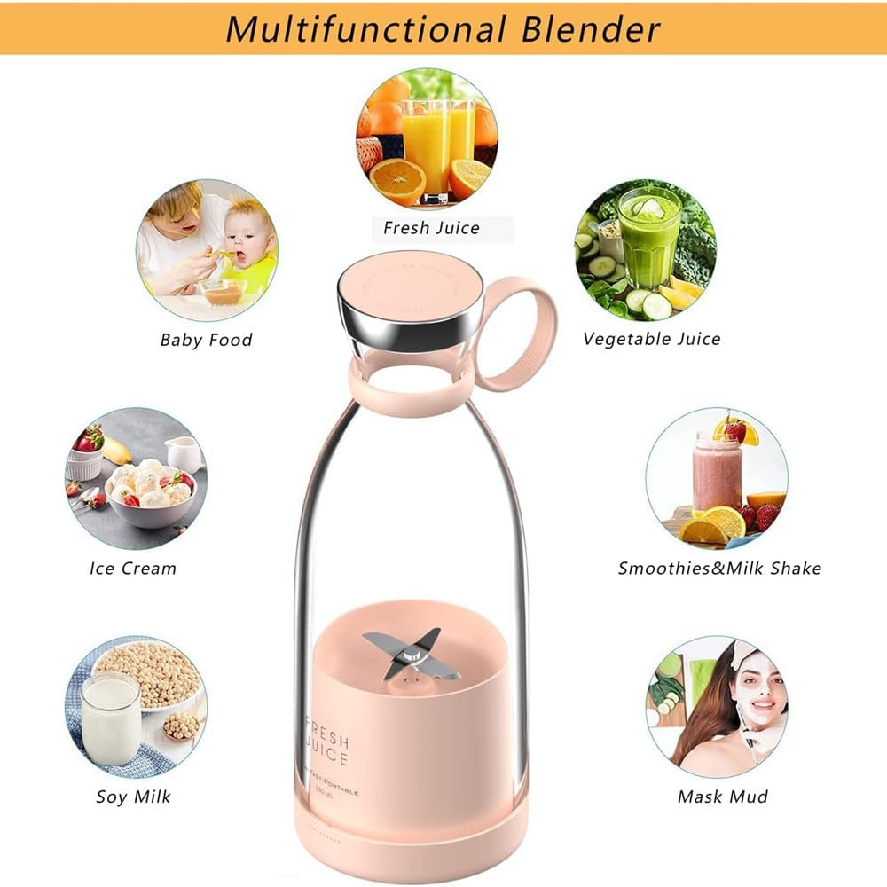 JUCIFY – Frullatore Portatile Senza Fili a 4 Lame 3D, Frullatore Smoothie Maker da Viaggio